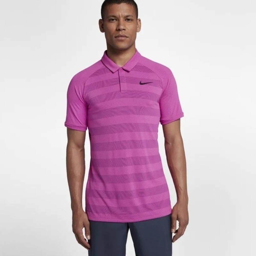 Nike Golf Zonal Cooling Stripe Polo XXL Hyper Magenta ‎ AH8465-531 Purple Active